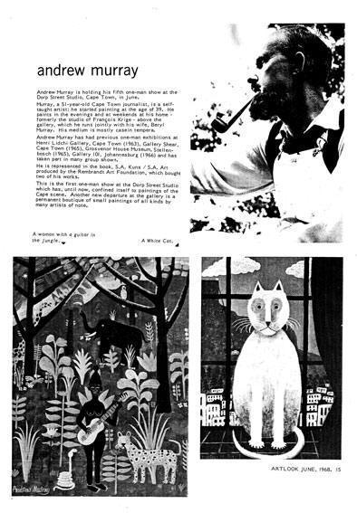 Andrew MURRAY in ARTLOOK 19, Johannesburg, June, 1968, p. 15, ill.