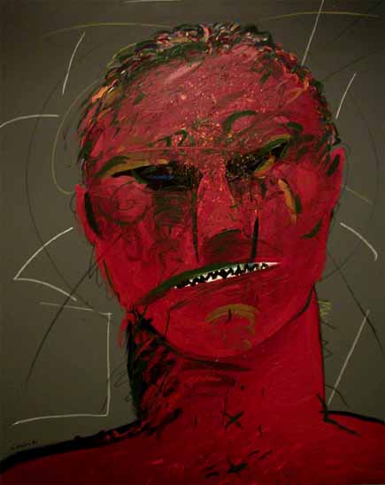 Norman CATHERINE "Red Face", 1984 - acrylic/canvas 100x80 cm