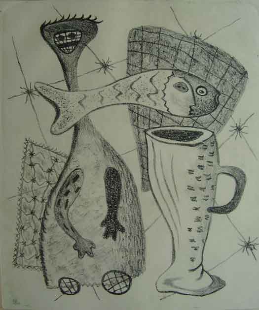 John Marsden DRONSFIELD African Improvisations, pre-1951 - stone litho 34/100, unsigned - print size 30x25.5 cm