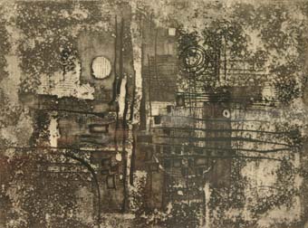 Dirk MEERKOTTER "Abstract landscape", 1967 - etching 4/10 - 22.5x30 cm