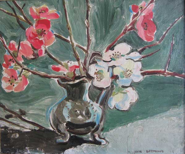 Nerine Desmond "Flowering Quince", 1944 - oil/board - 18x22 cm (Priv. Coll.)