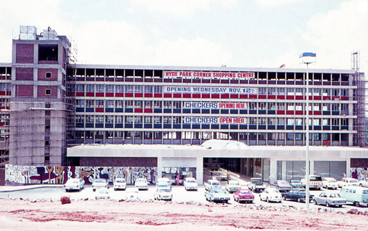 Hyde Park Corner Shopping Centre under construction 1969 (slide  The Haenggi Foundation Inc., Basel)