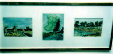 Maggie Laubser "Harvesting", 1921 - three watercolours from the Gallery 101 exhibition in 1970 (Polaroid taken in 1983) 