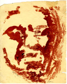 "Portrait of Dumile" - monotype by Dani Malan, co-signed "Malan 67" and "Dumile" (Coll. Oliewenhuis Art Museum, Bloemfontein)