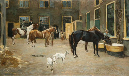 Frans D.Oerder "Stable with horses" - oil - 60x103 cm (PAM 1965 cat. 23)