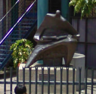 Polokwane Art Collection - "The Reader" bronze by Danie de Jager in front of entrance (img  Googe StreetView closeup)