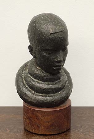 Hennie POTGIETER "Ndebele woman", 1967 - bronze - 24.5cm H excluding stinkwood base - Bernardi Auctioneers 19th September, 2011 - Lot 627