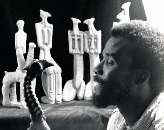 Paul SEKETE in 1990 reflecting on his sculptures to be exhibited at Gallery 21, Johannesburg